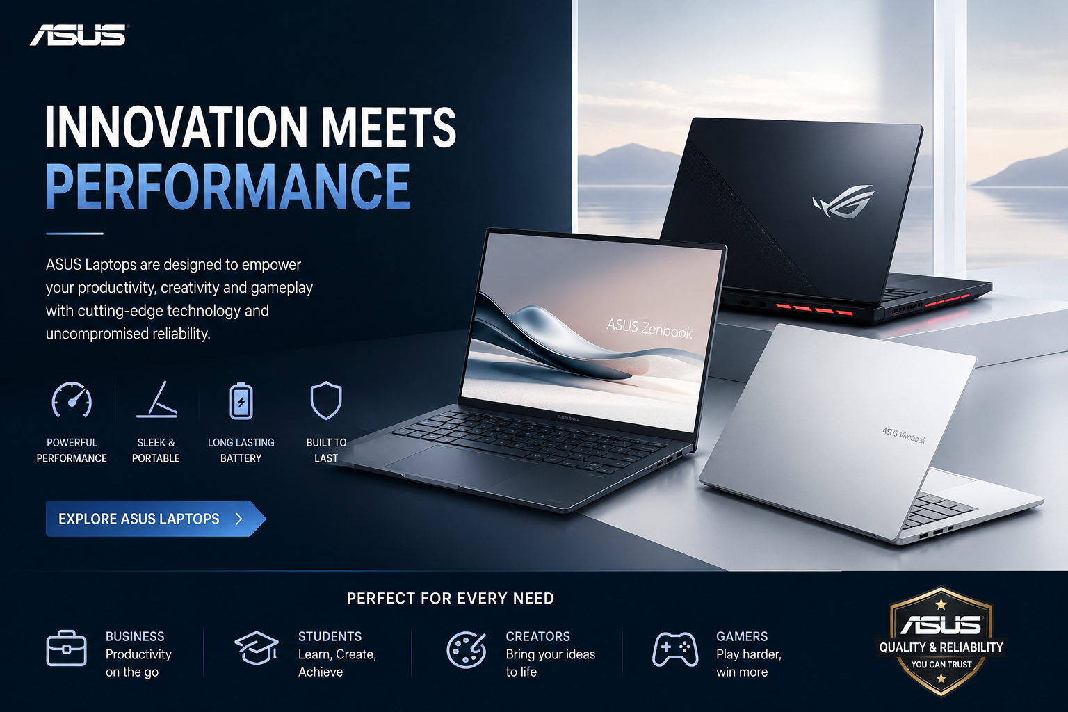 Front view of Asus Laptops server