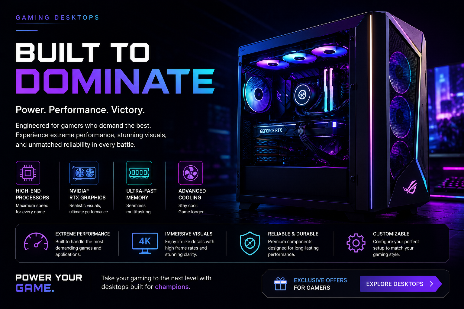 Front view of Gaming Desktop server