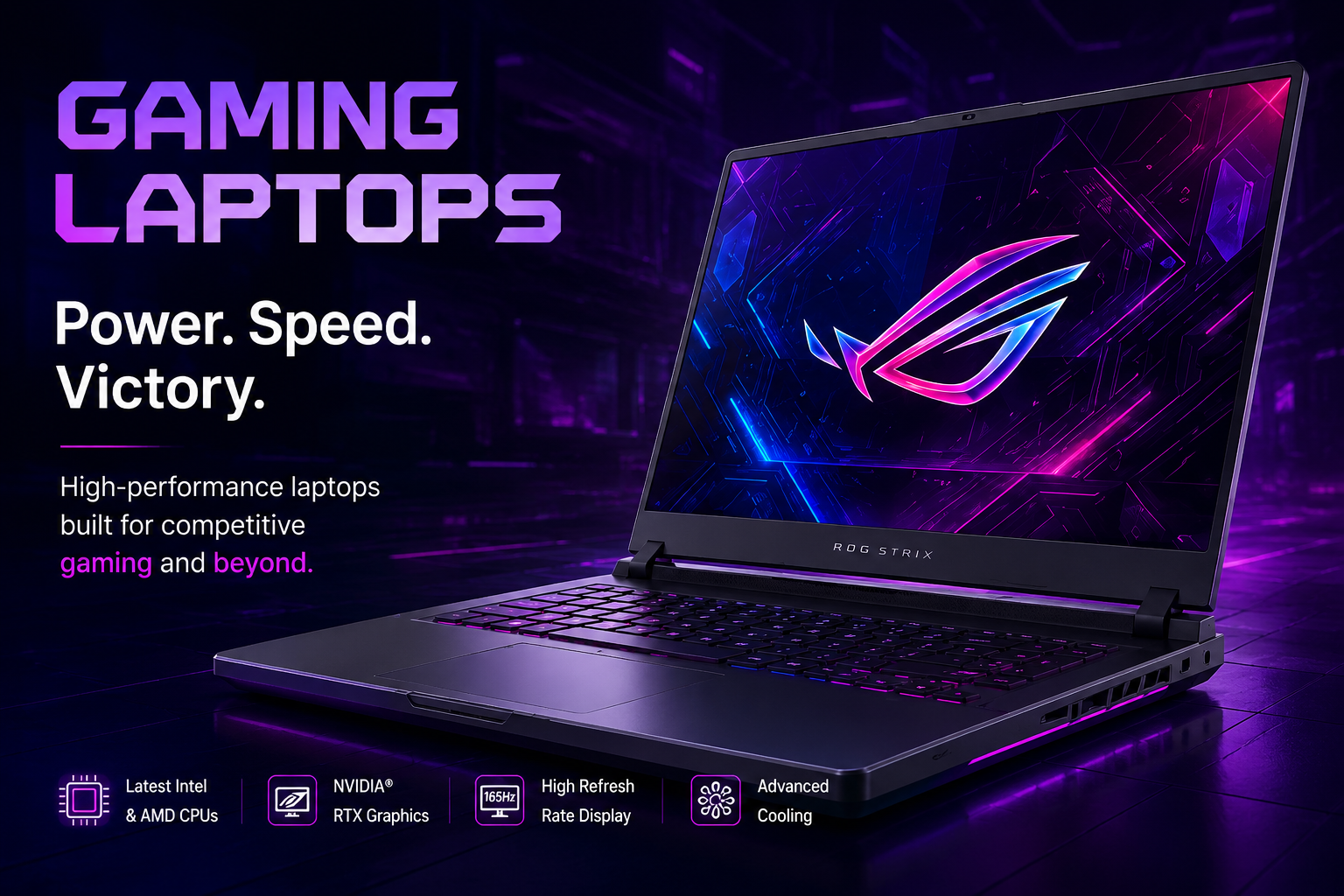Front view of Gaming Laptops server