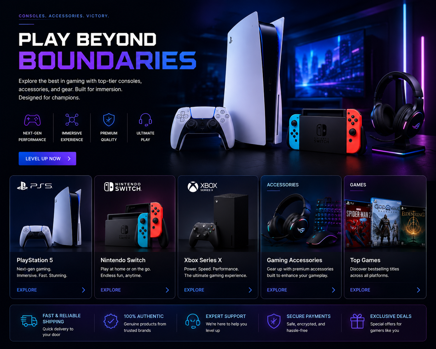 Front view of Gaming Consoles server