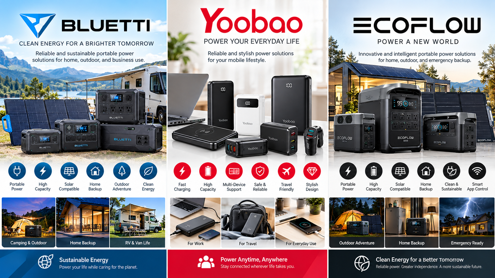 Front view of Bluetti | Yoobao | Ecoflow server