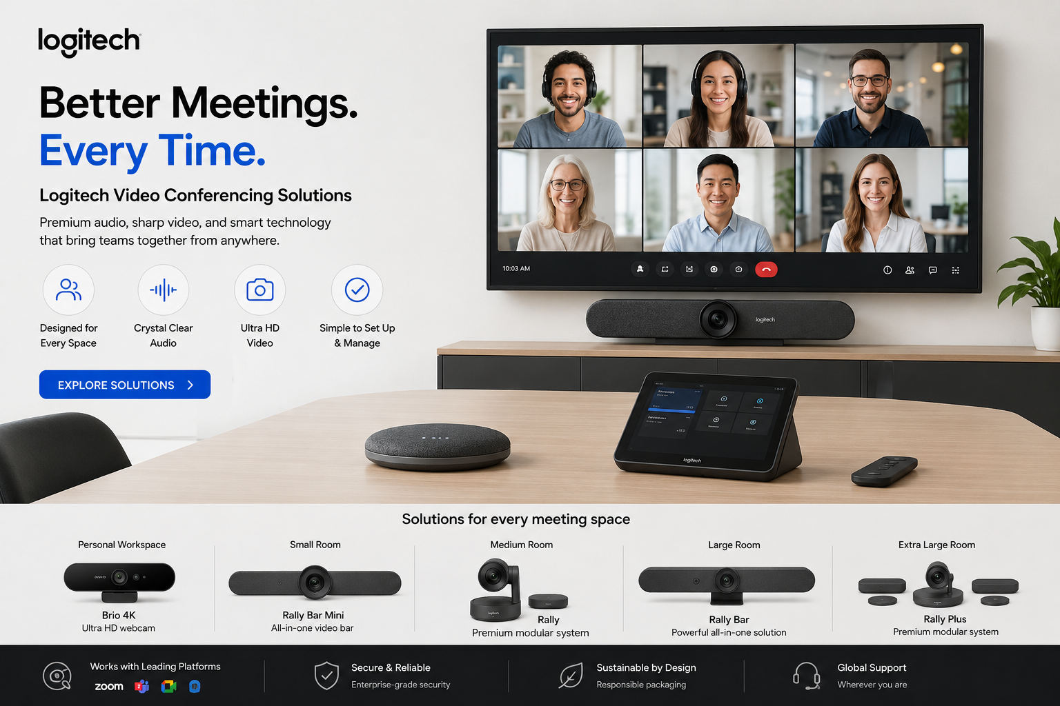 Front view of Logitech Video Conferencing server