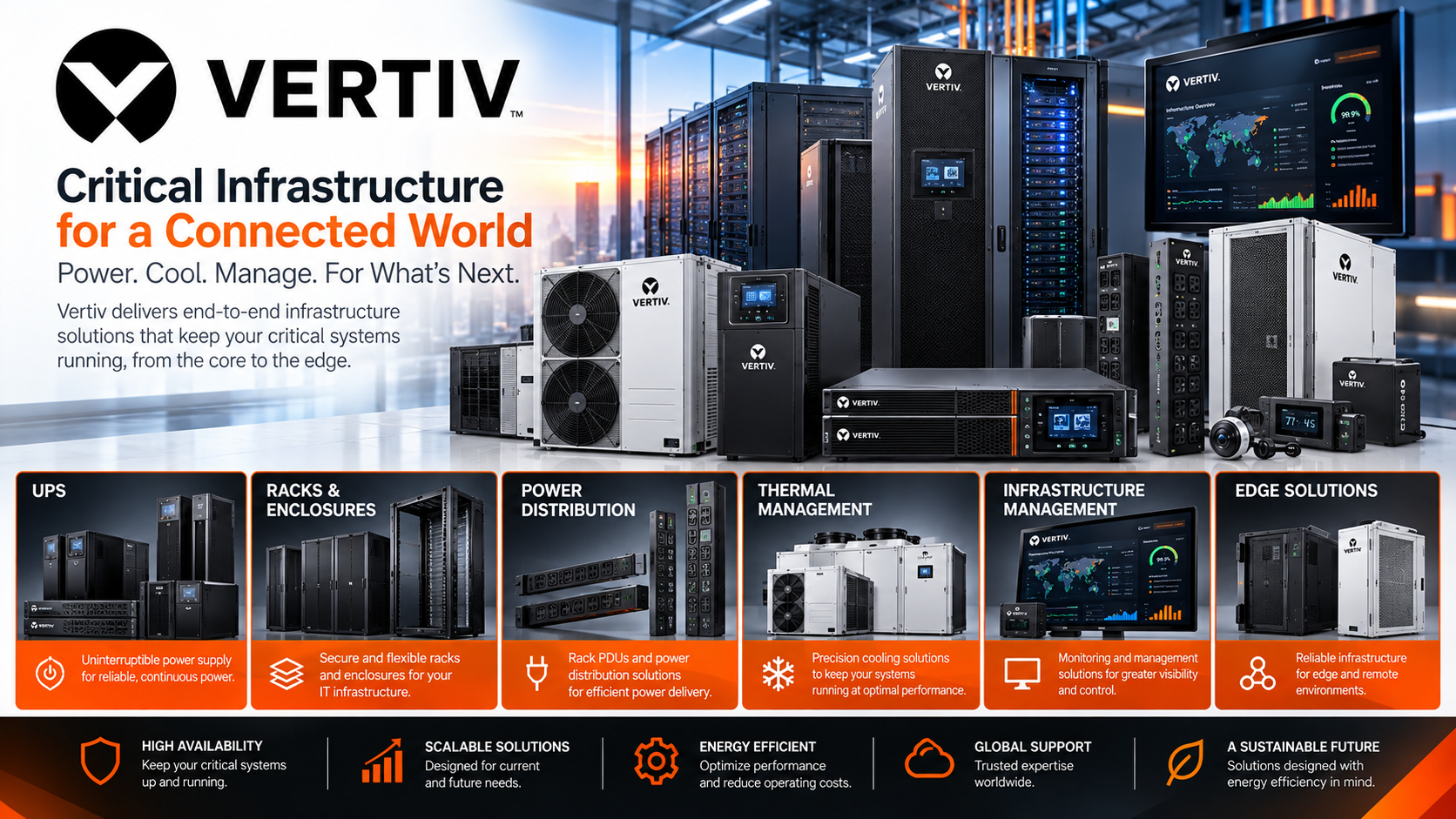 Front view of Vertiv server